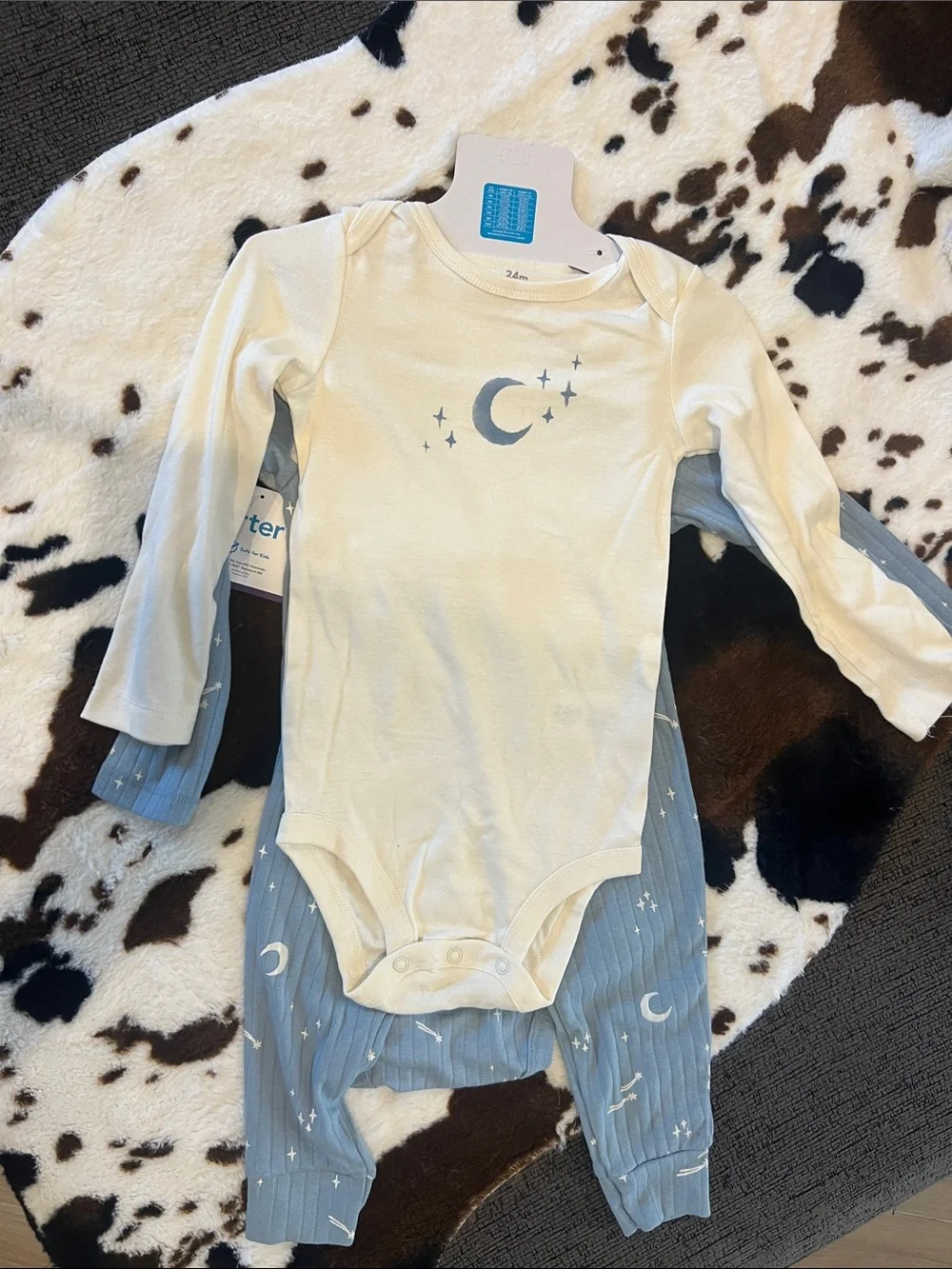 Carter's Light Blue Moon & Stars Ribbed Onesie Set